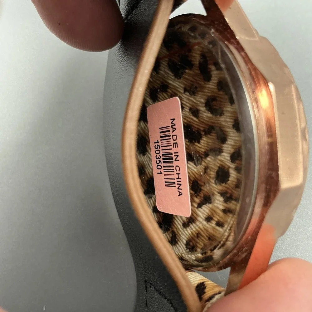 Strada Womens Watch 45mm Rose Gold Tone Cheetah Dial Leopard Strap New Battery